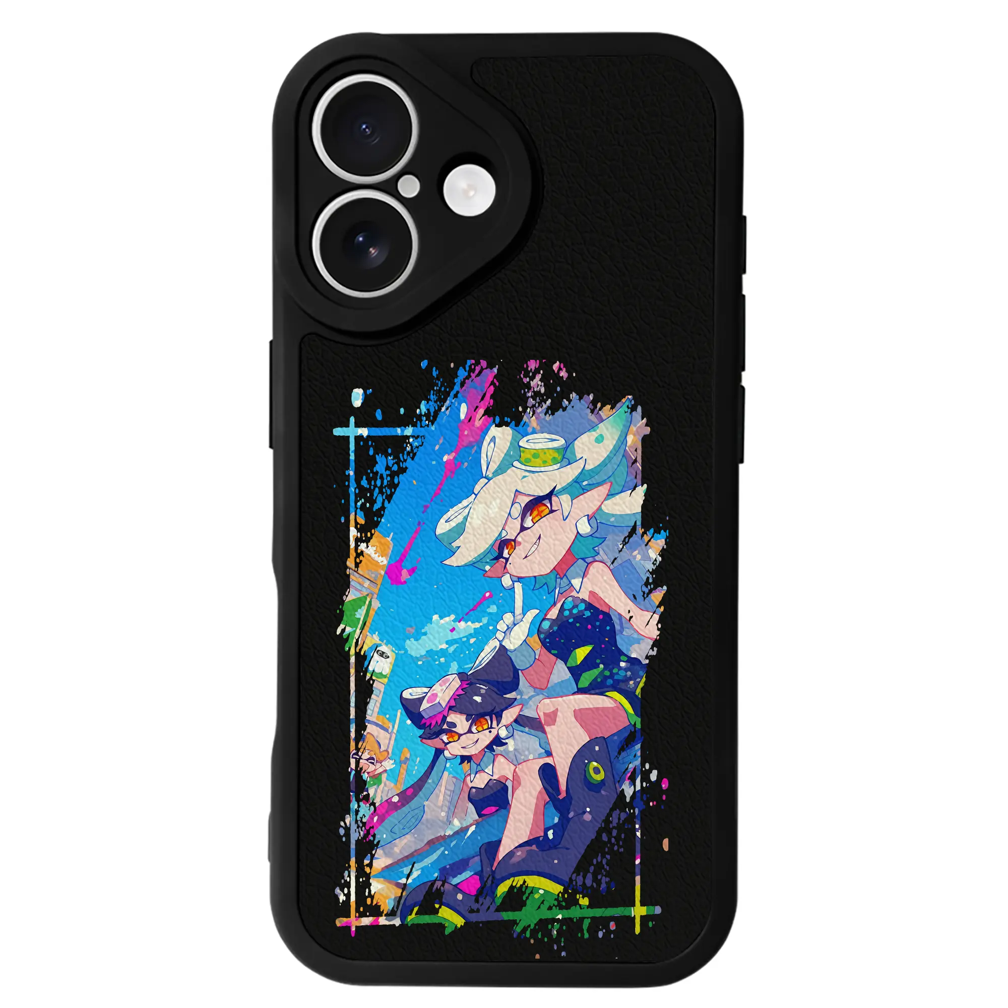 スプラトゥーン グッズ,シオカラーズ - IPhone 16シリーズ対応 ・ シリコンスマホケース ・ レザー調 ・ 高精度フィット ・ 耐衝撃 ・ ワイヤレス充電対応 ・ 精密カット